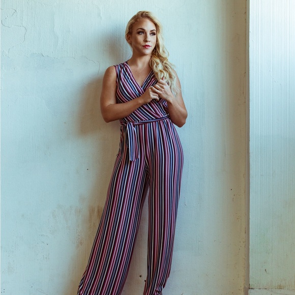 Donna Morgan Pinstripe Jumpsuit - Picture 6 of 6
